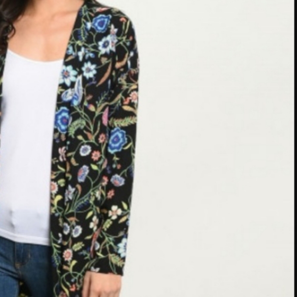 Sally Multi Color Floral Maxi Kimono Made In USA - Picture 4 of 7